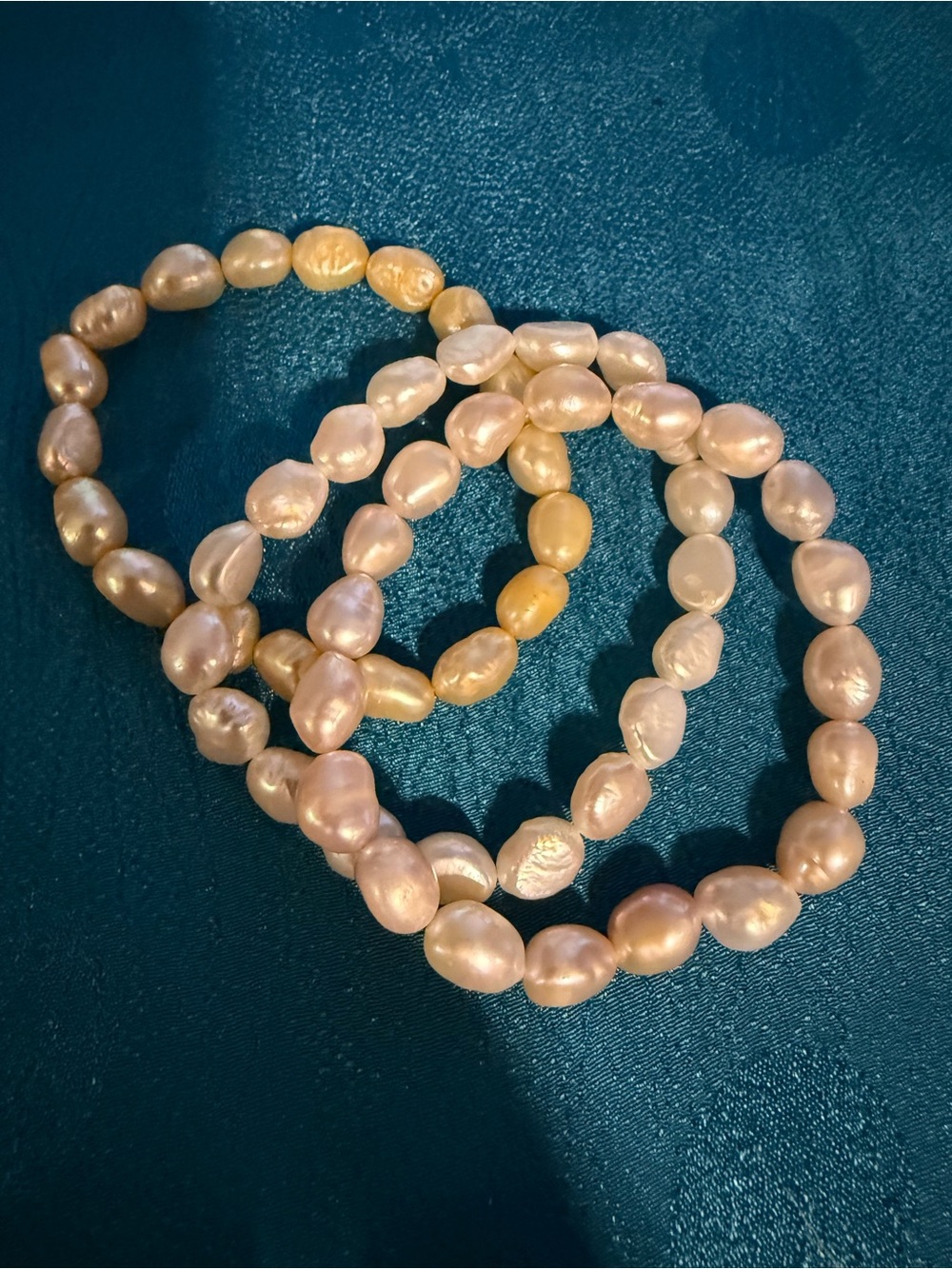 Freshwater Pearl Stretch Bracelet - Rose Gold Tones